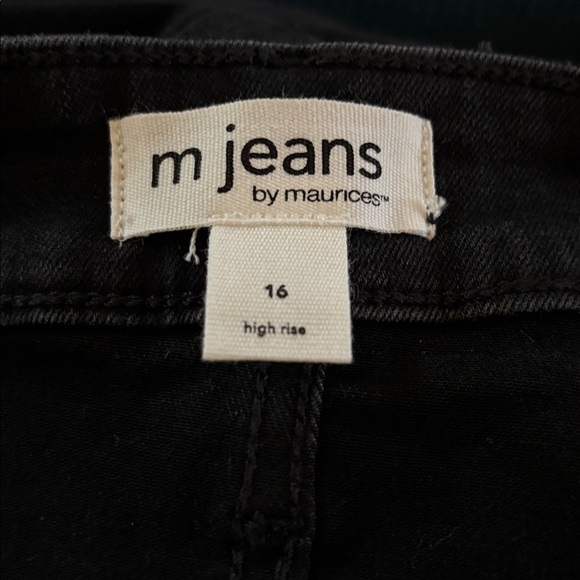 M Jeans By Maurice’s Denim Maxi Skirt Sz 16 Black Button Fly Front Slit Cotton - Picture 4 of 5